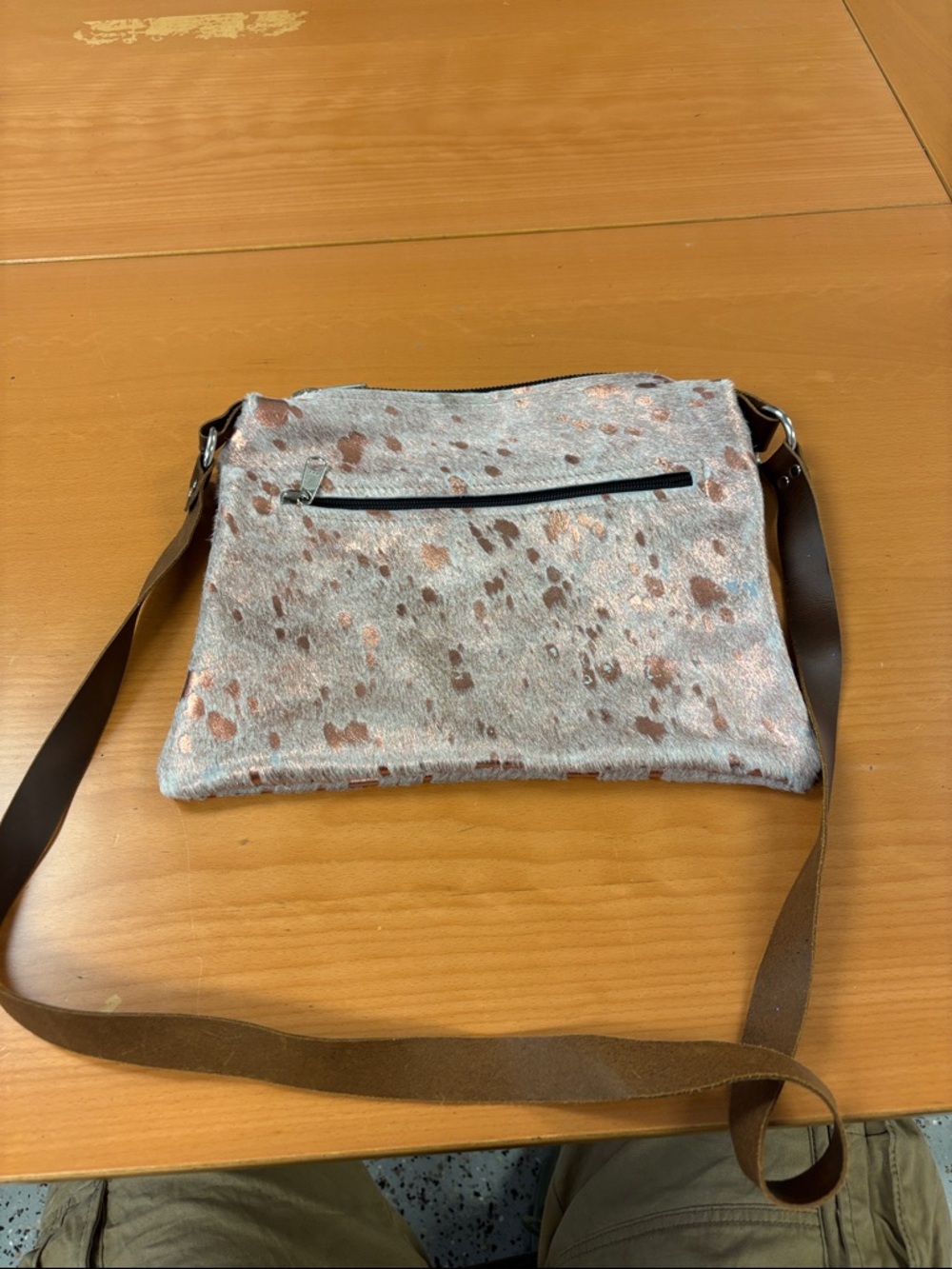 Crossbody Bag with Rose Gold Speckle Pattern